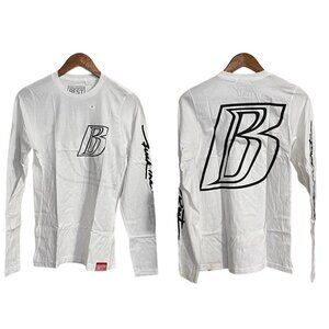 Breezy Excursion Mens NWOT White Long Sleeve B Graphic T-Shirt Size Small